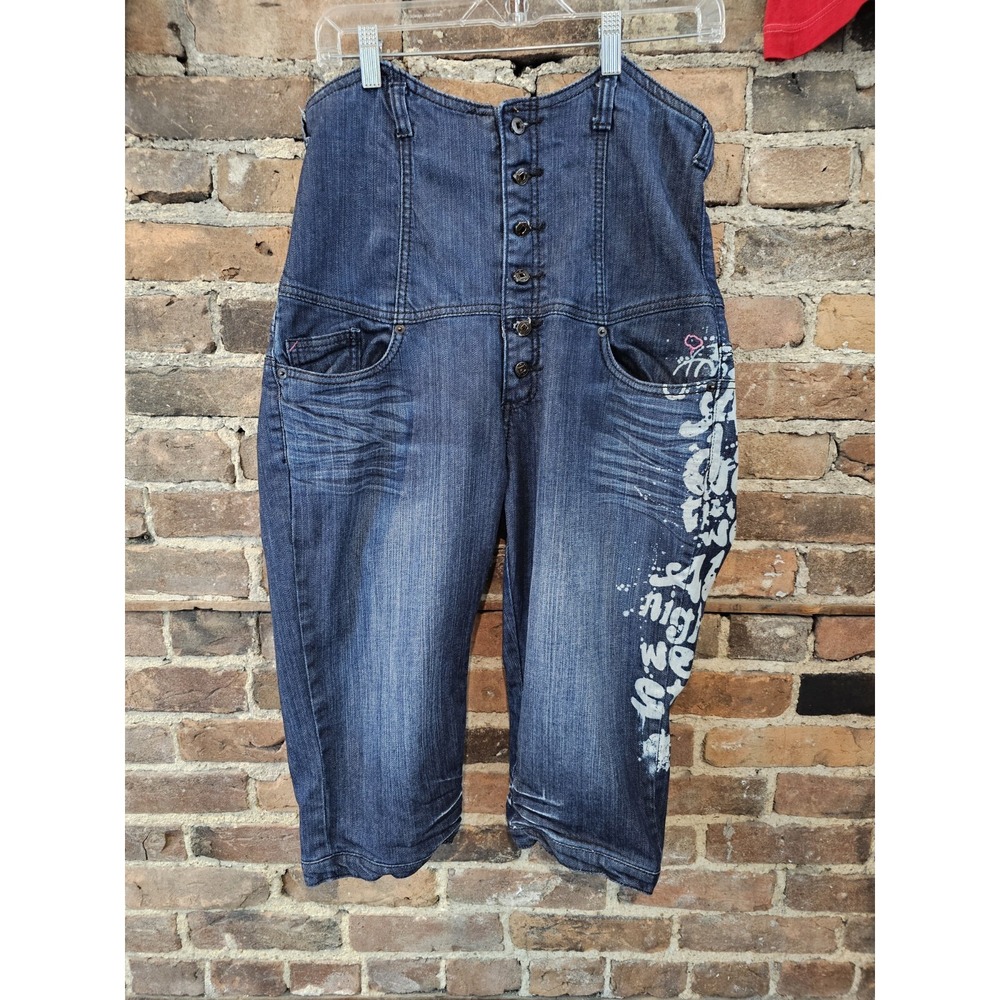 Vintage Y2K Azzure Pop Star Blue Denim Shorts High Waist‎ Women's XL 34" Waist
